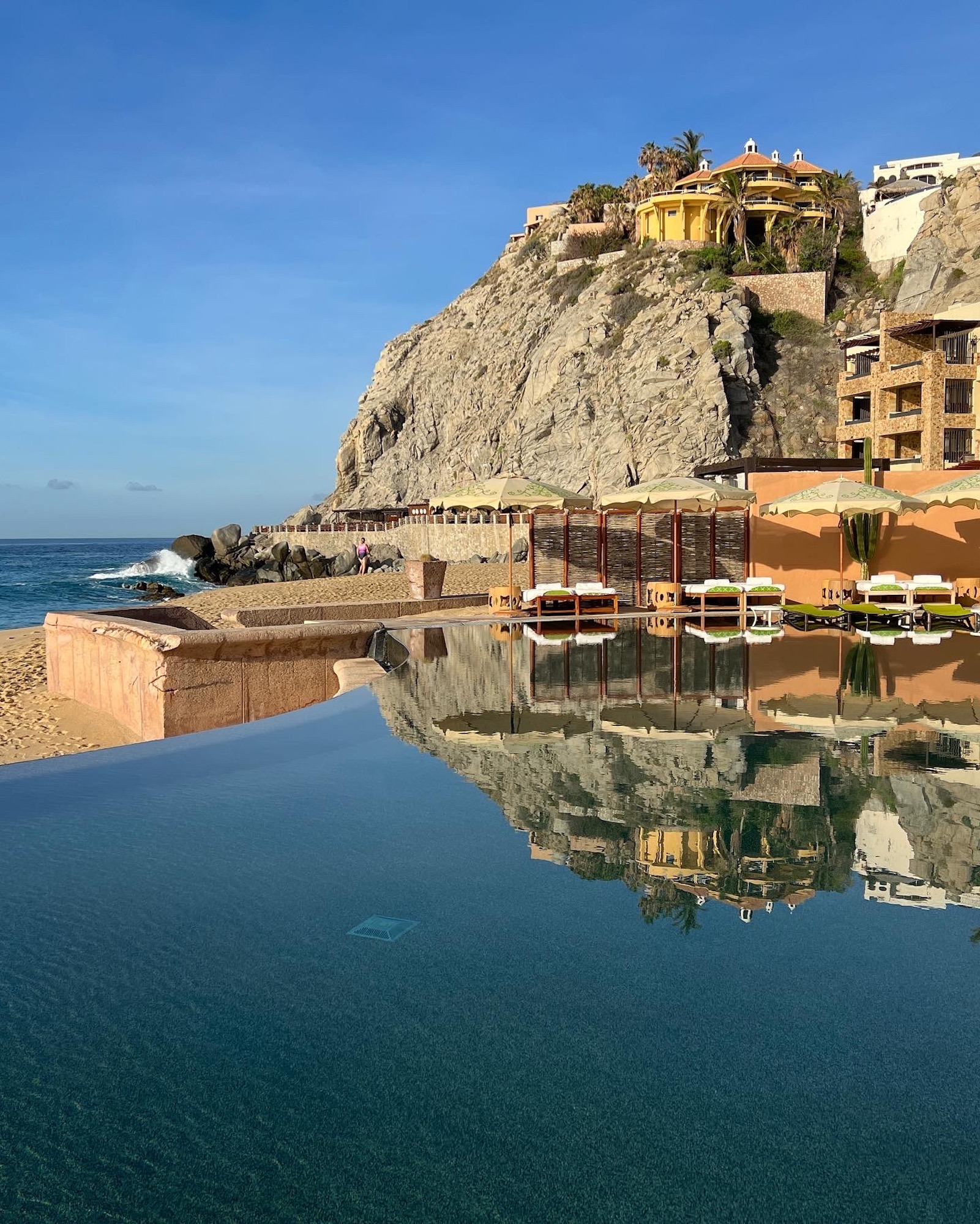 View from an infinity pool at the Waldorf Astoria Pedregal in Los Cabos, Mexico - Bookable with Hilton Honors points and Free Night Rewards.